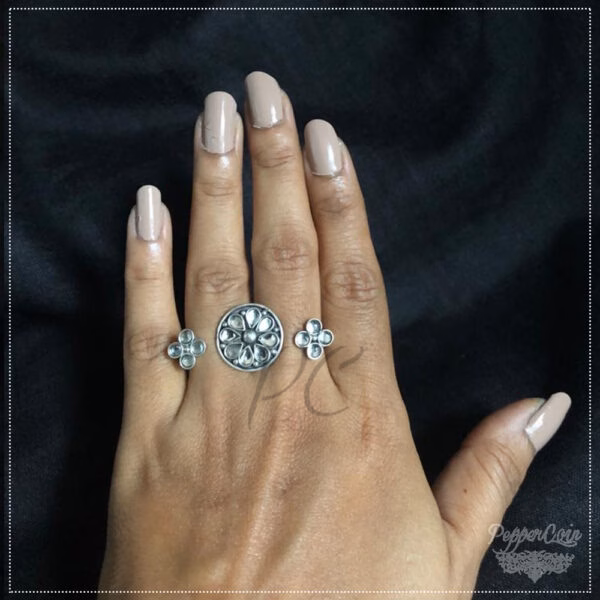 Cut glass silver ring - Image 2