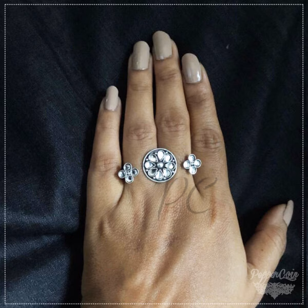 Cut glass silver ring - Image 3