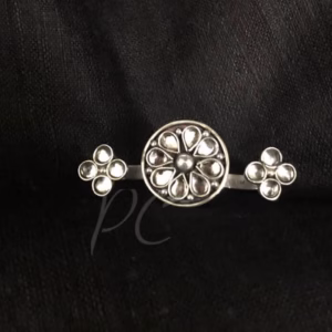 Cut glass silver ring