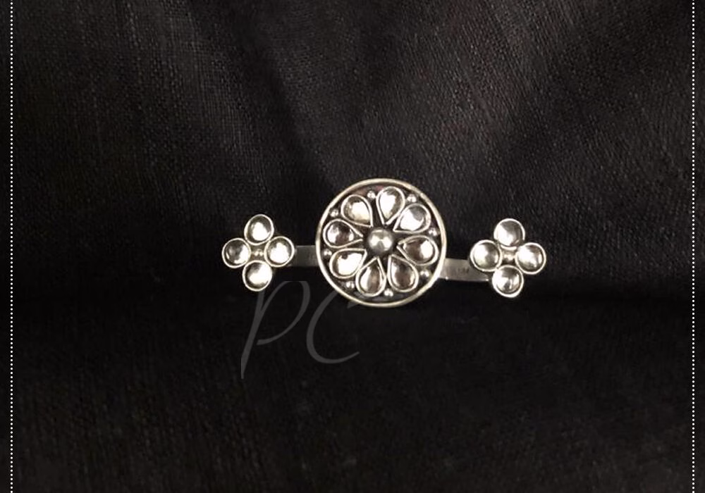 Cut glass silver ring