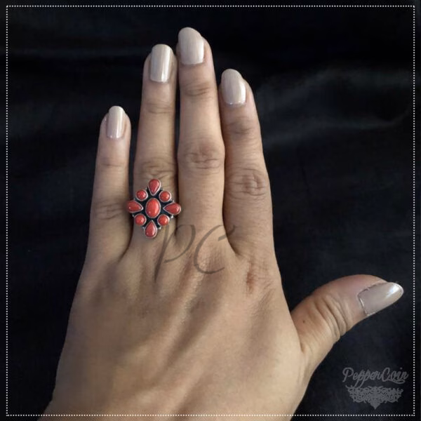 Coral Silver Ring - Image 2