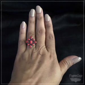 Coral Silver Ring